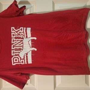 PINK Victoria's Secret Red Short Sleeve Tee Bold Graphic